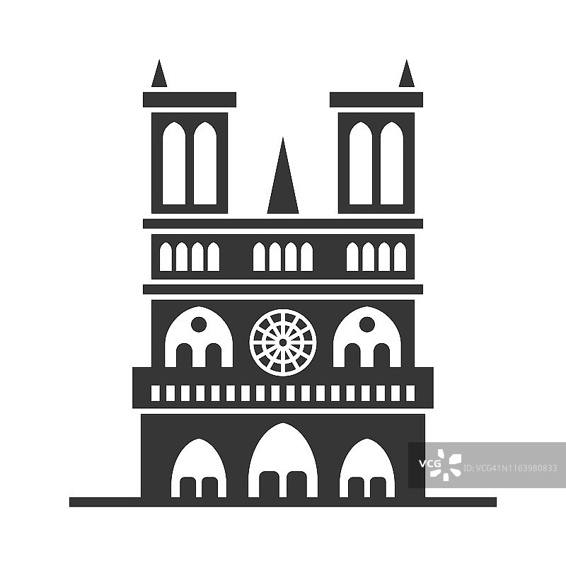 巴黎圣母院线条艺术矢量图图片素材