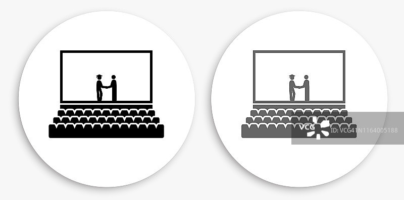 毕业季黑白圆形图标图片素材