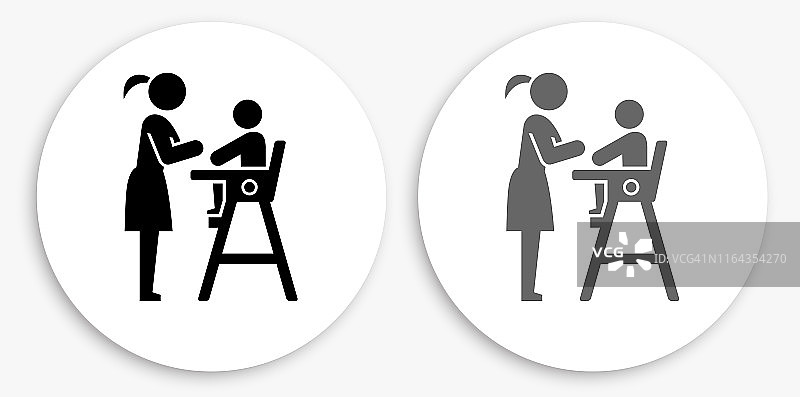 母婴黑白圆形图标图片素材