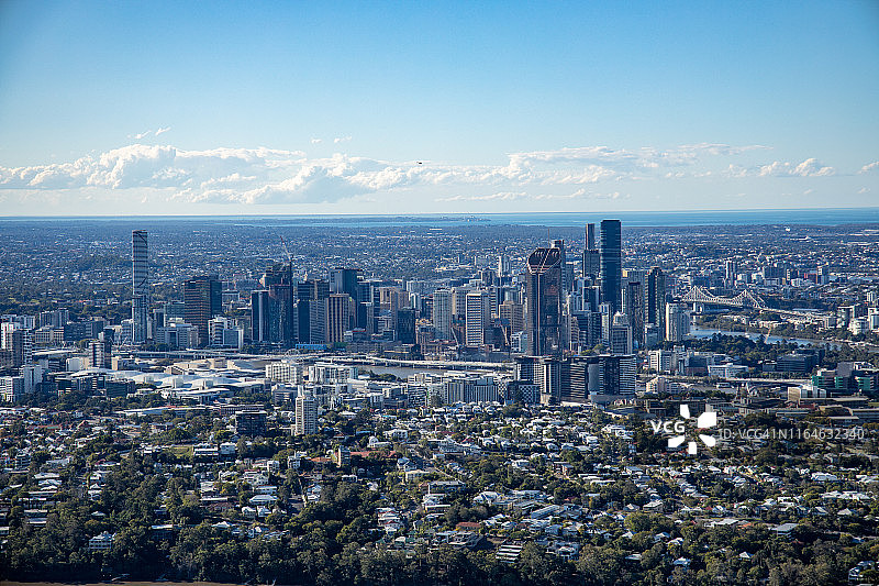 布里斯班城市直升机视角图片素材