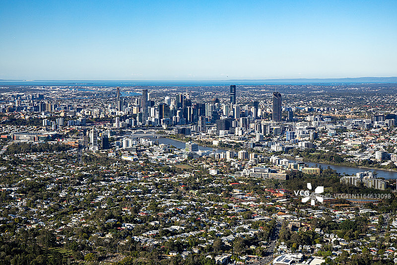 布里斯班城市直升机视角图片素材