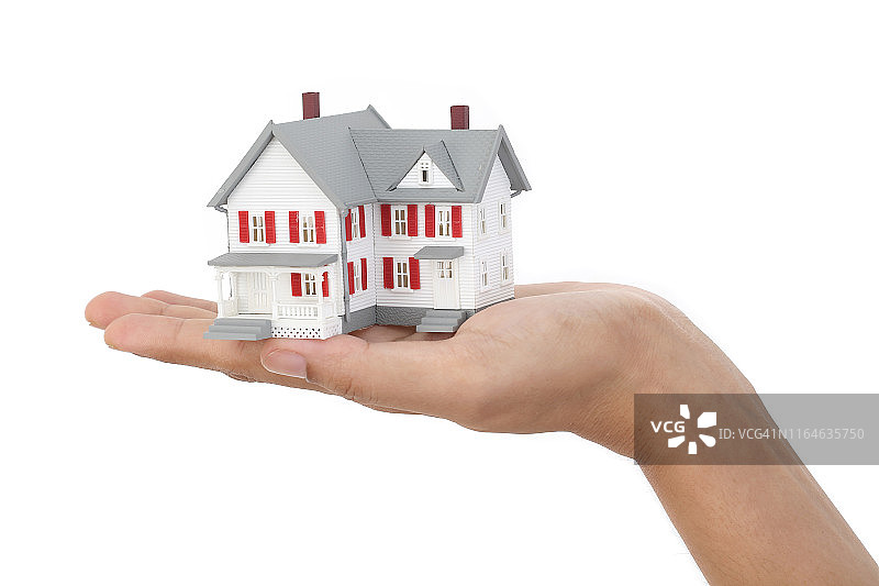 白色背景上的房屋模型图片素材