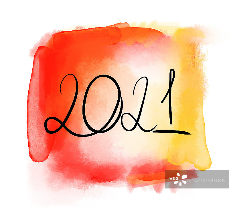 纸上水彩混合效果2020新年图片素材