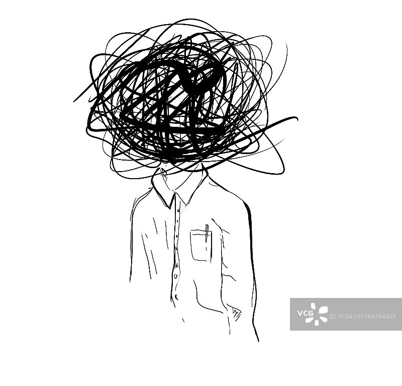 困惑的男人速写插画图片素材