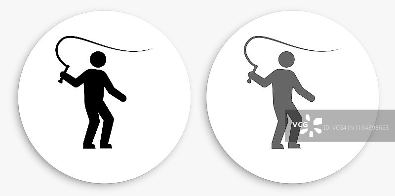 牛仔黑白圆形图标图片素材