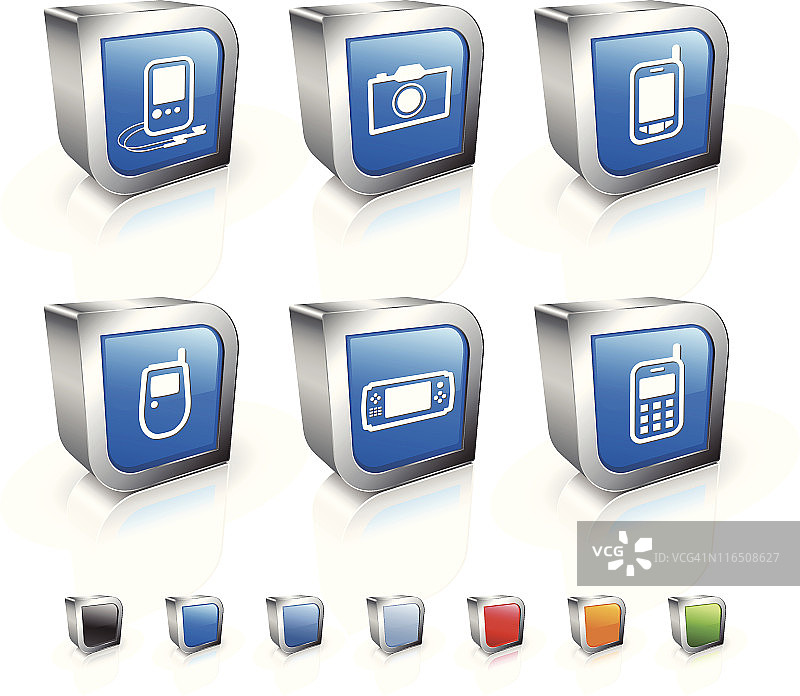 手持设备方形免版税矢量图标集图片素材