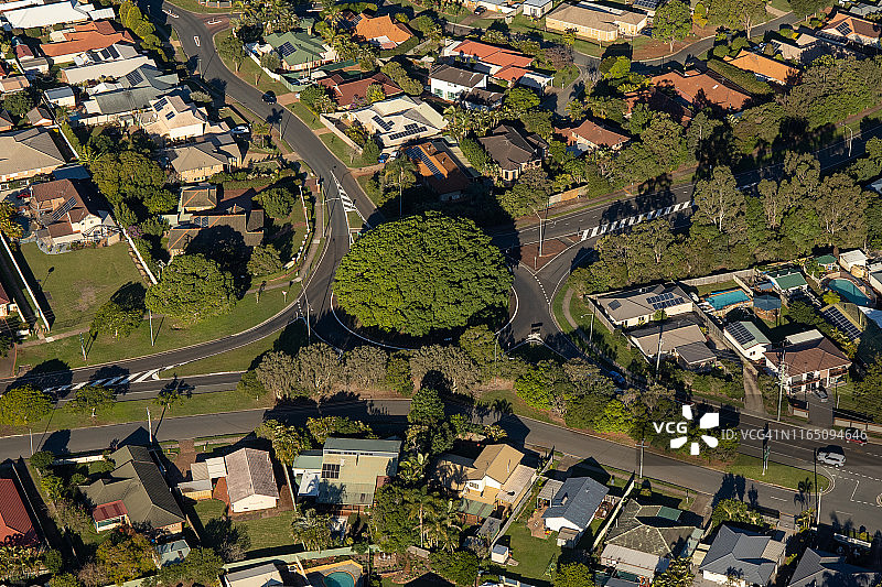 布里斯班城市直升机视角图片素材