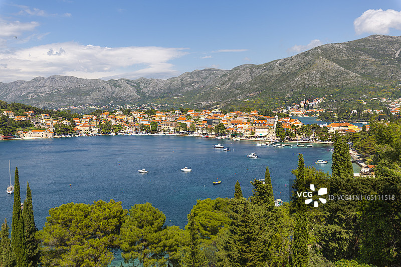 亚得里亚海卡夫塔特景观，杜布罗夫尼克里维埃拉，克罗地亚，欧洲图片素材