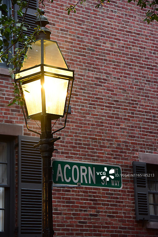 波士顿的橡果街路牌图片素材