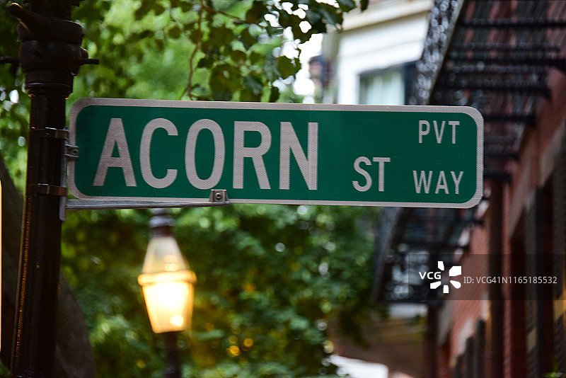 波士顿的橡果街路牌图片素材