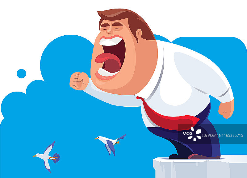 在悬崖上尖叫的商人图片素材