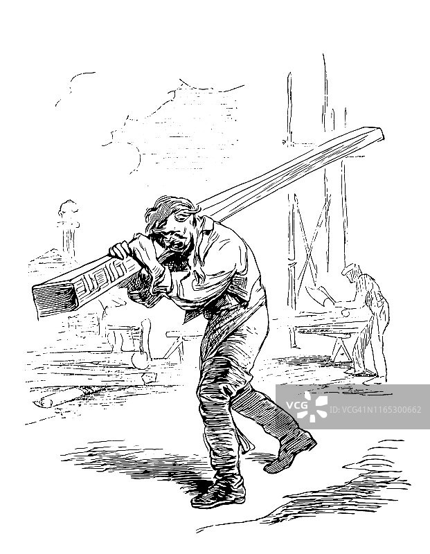 建筑工地上的男人雕刻图片素材