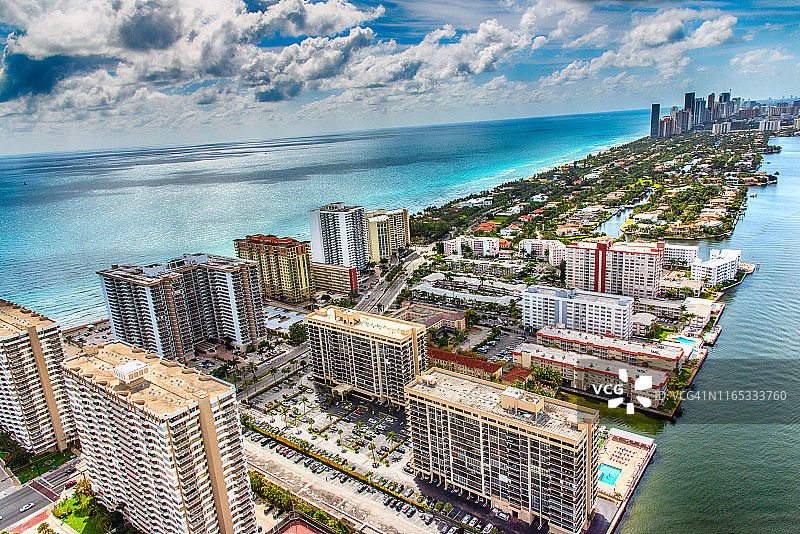 南佛罗里达州沿海地区上空图片素材