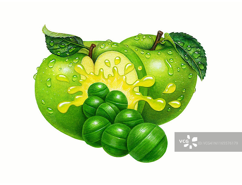 糖果飞溅青苹果图片素材