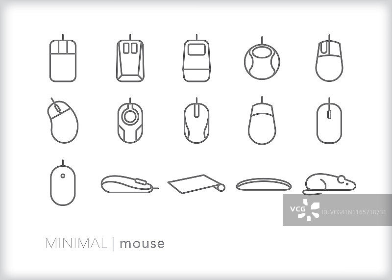 电脑鼠标线性图标集图片素材