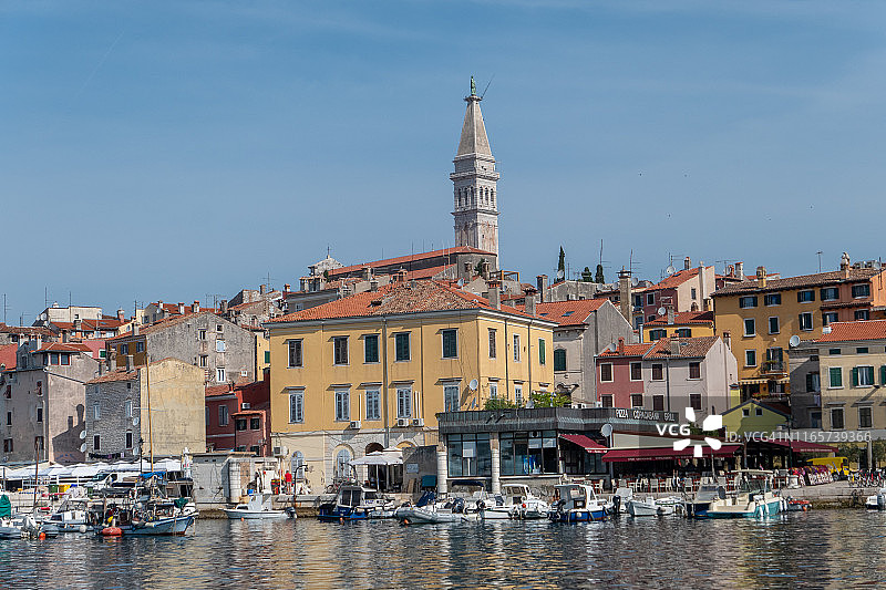 罗维尼海港和天际线图片素材