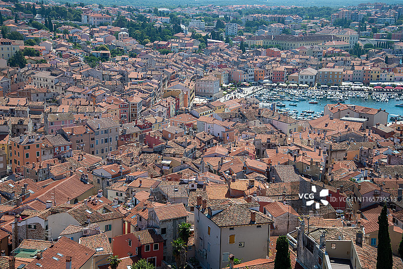 罗维尼海港和天际线图片素材