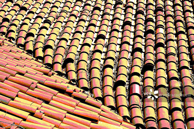 圣胡安卡皮斯特拉诺的砖屋顶图片素材