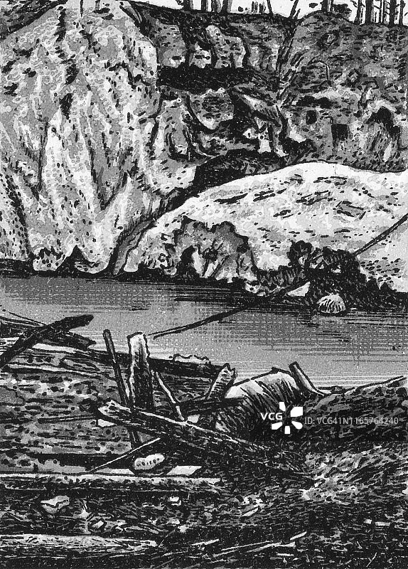 加拿大艾伯塔省班夫的洞穴和盆地温泉池 - 19世纪图片素材