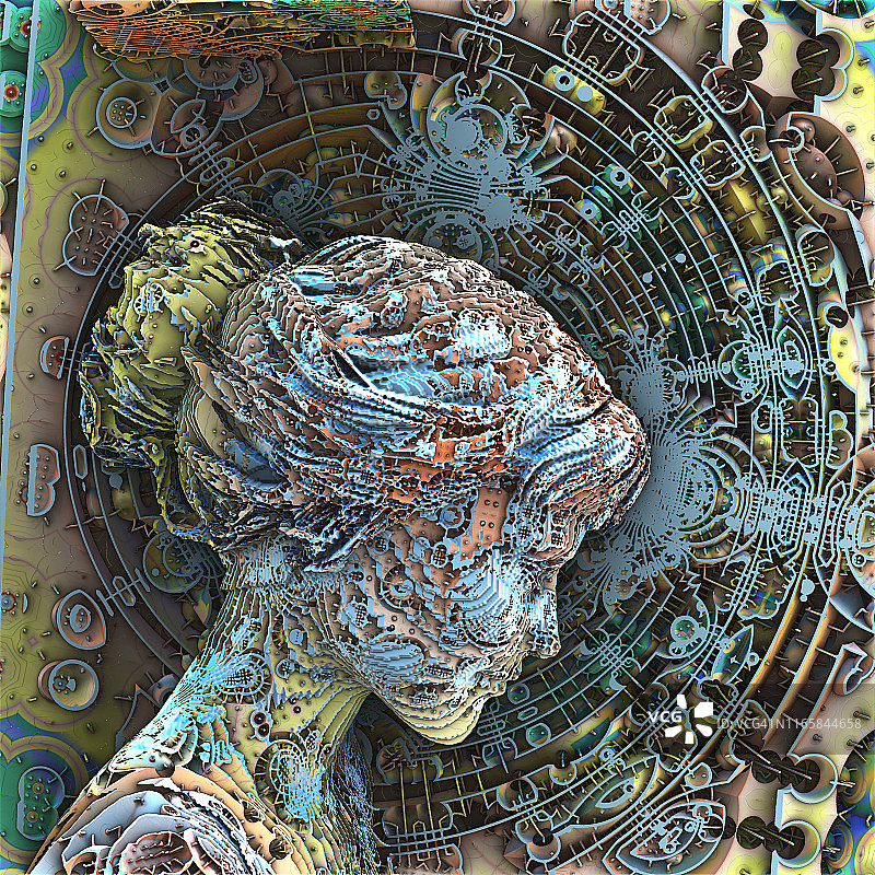 具有AI人工智能的女子头部侧脸图片素材