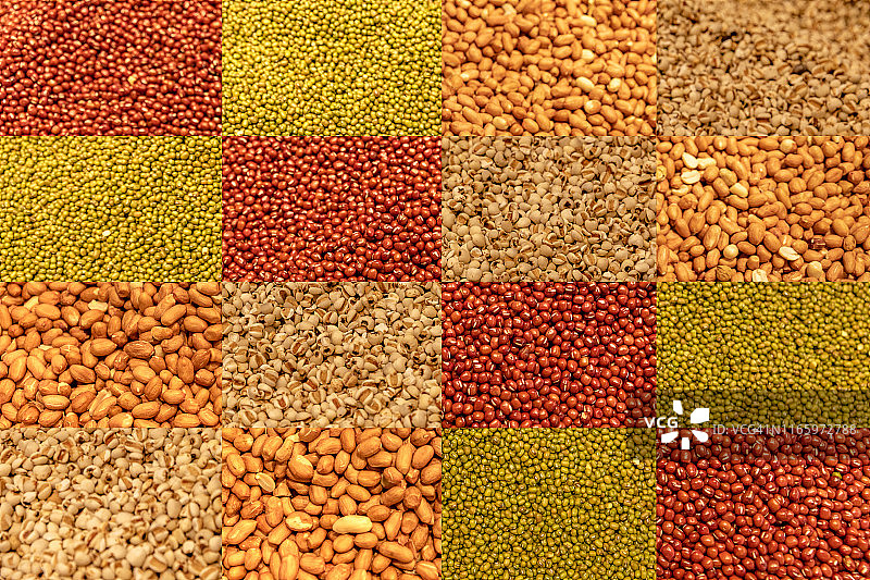 红豆、黄豆、花生、绿豆图片素材