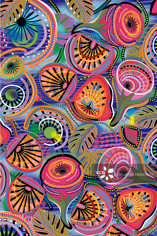 抽象花卉风格全幅插画图案图片素材