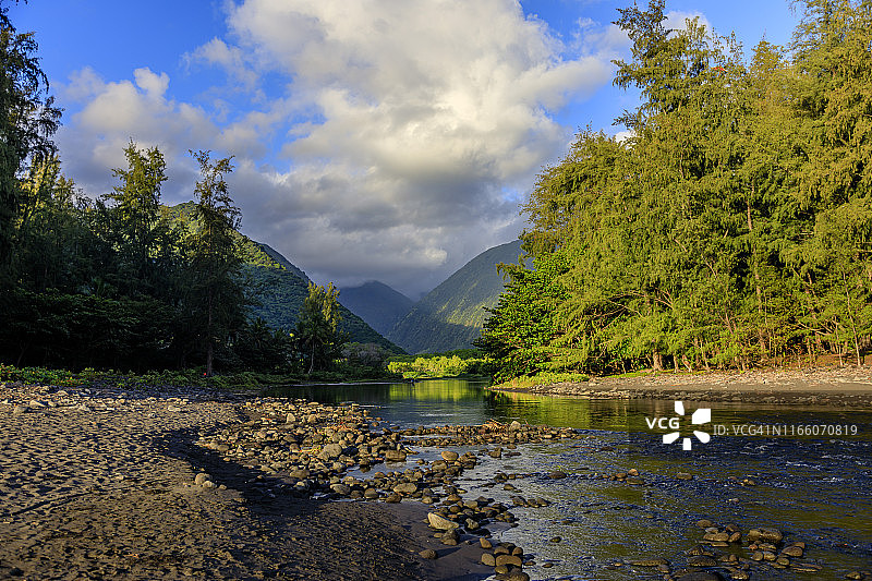 怀皮奥山谷威洛亚溪，夏威夷大岛，美国图片素材