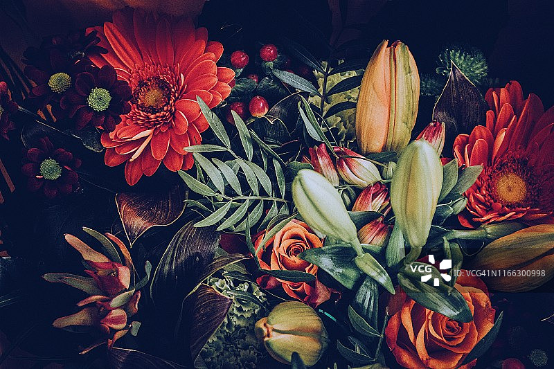 鲜花花束的特写图片素材