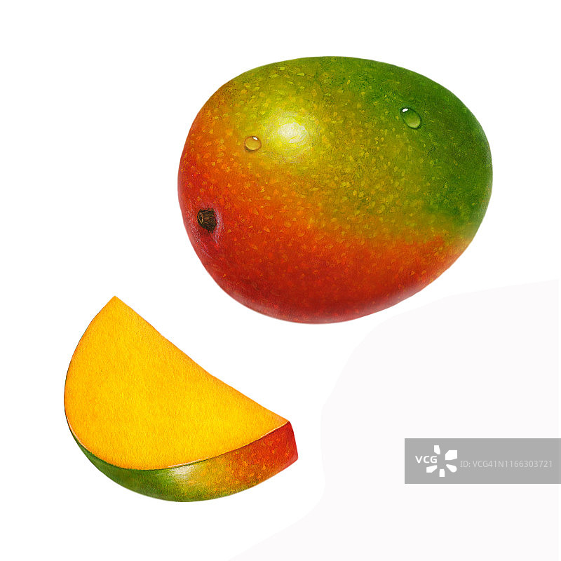 左侧的芒果切片图片素材