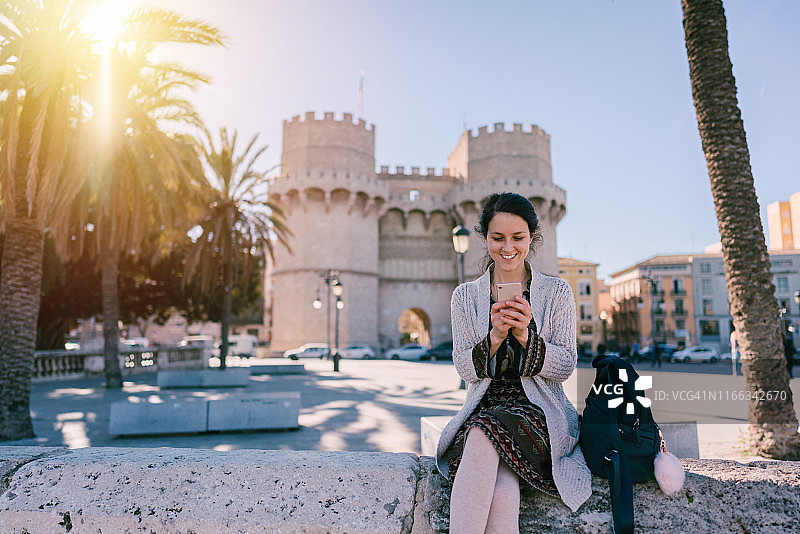 在瓦伦西亚旅游的游客图片素材