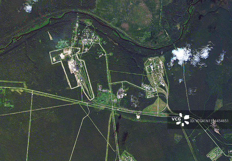 俄罗斯普列谢茨克航天发射场的卫星图像图片素材