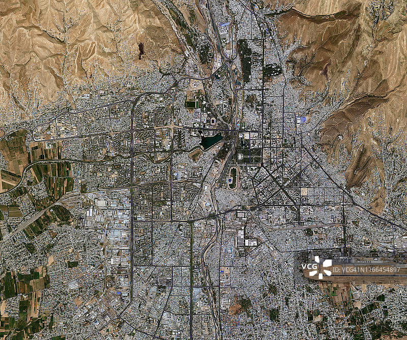 塔吉克斯坦杜尚别的卫星图像图片素材
