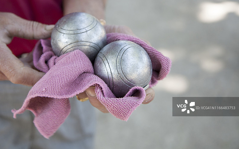 法式滚球游戏的滚球特写图片素材