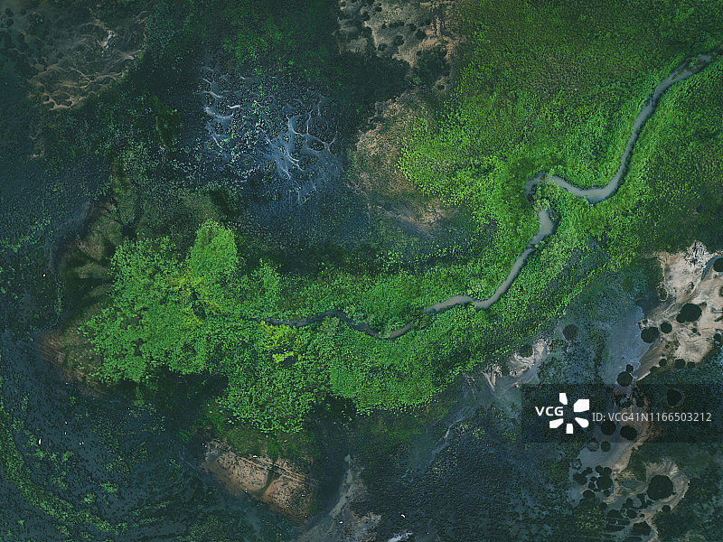 无人机拍摄的马尔古水潭，澳大利亚金伯利地区图片素材