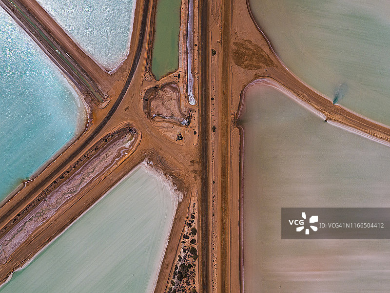 西澳大利亚盐场分割俯瞰图片素材