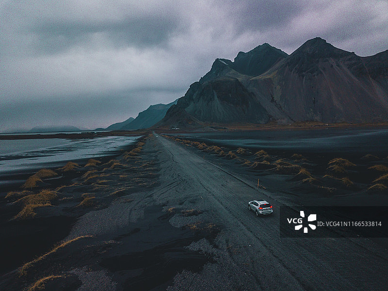 冰岛斯托克斯内斯海滩航拍景观图片素材