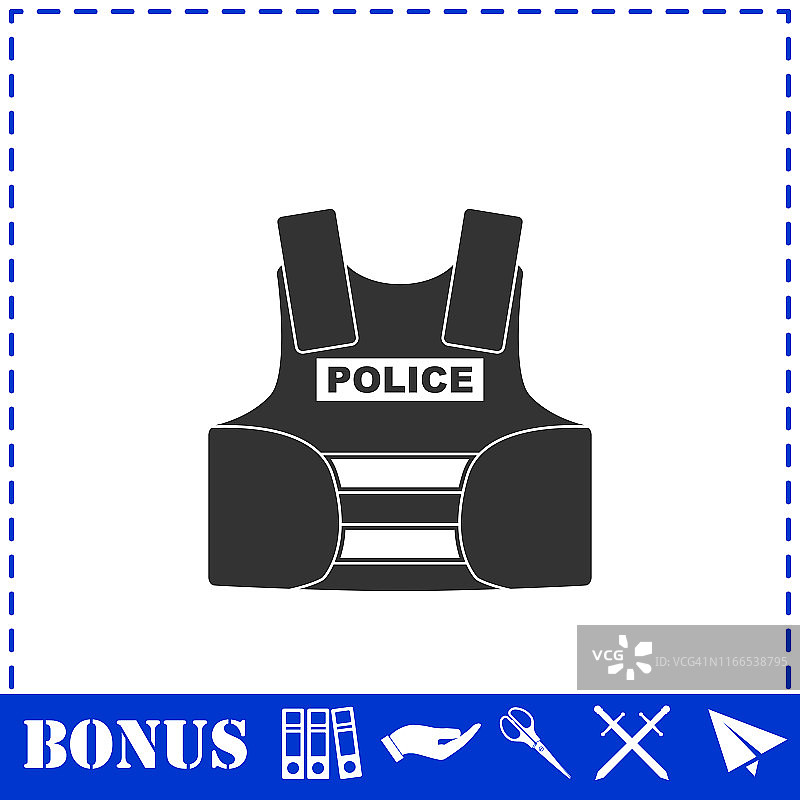 防弹背心身体护甲套装扁平图标图片素材