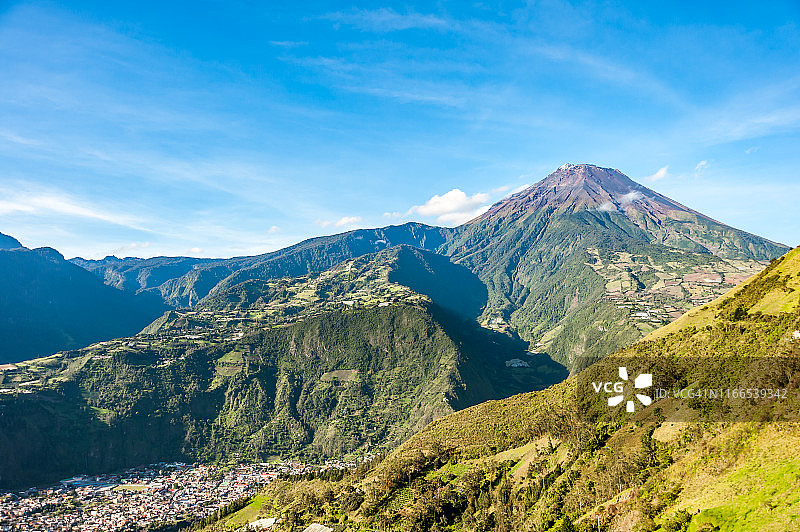日出时分通古拉瓦火山的壮丽景色图片素材