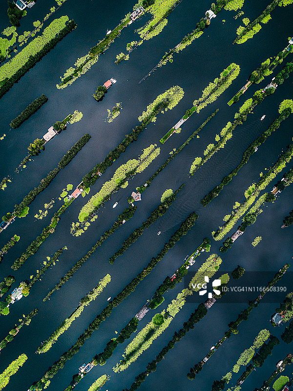 荷兰斯希恩代克村庄的航拍图片素材