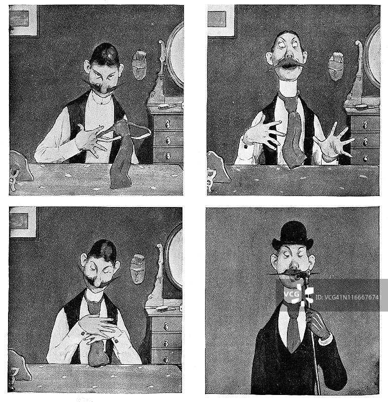 19世纪男人系领结的图像系列图片素材