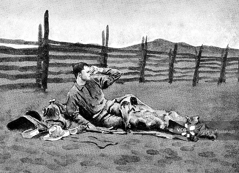 19世纪美国亚利桑那州平原上醒来的牛仔图片素材