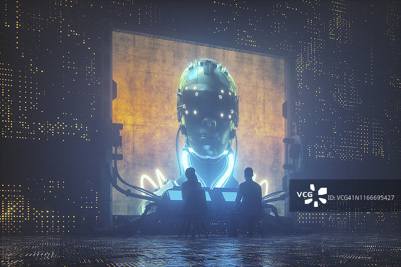 未来主义的赛博格宗教与控制图片素材