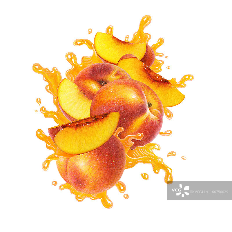 桃子飞溅图片素材