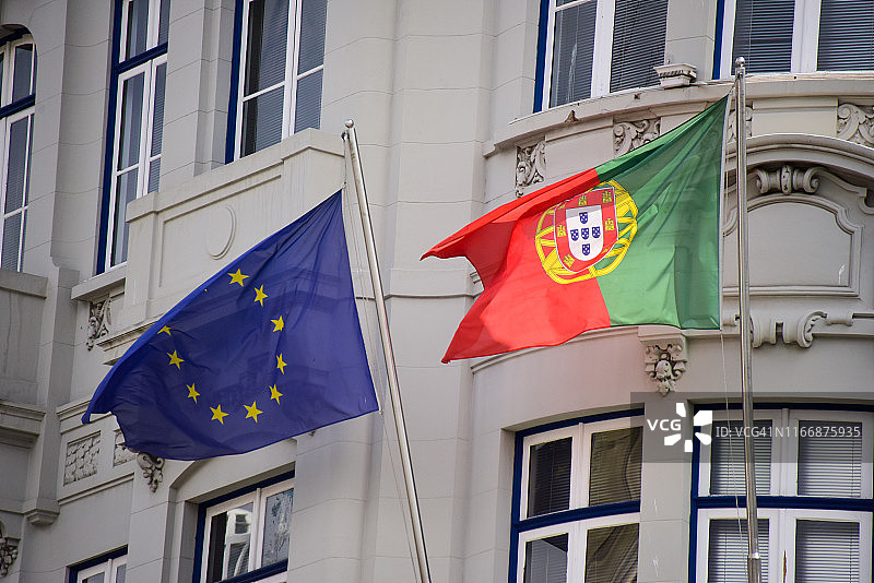 欧盟和葡萄牙国旗图片素材