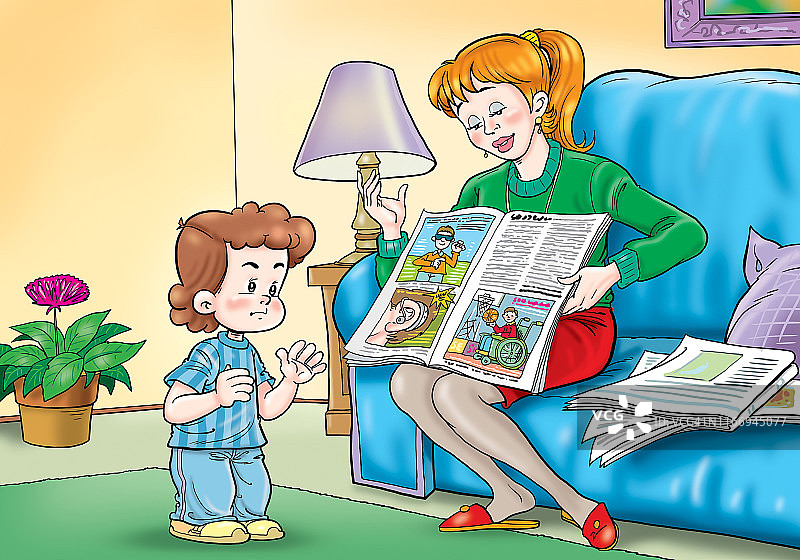 母子阅读书籍图片素材