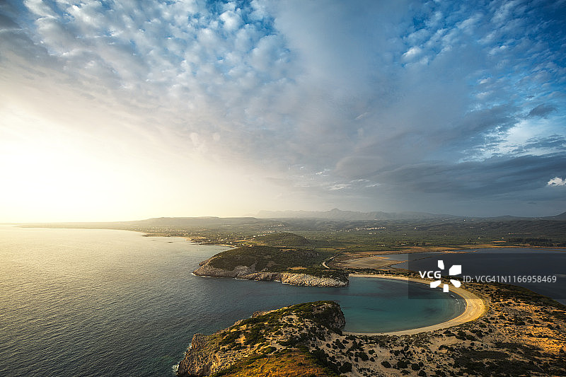希腊美丽泻湖的航拍景色图片素材