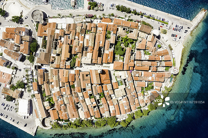 克罗地亚科尔丘拉岛顶视图图片素材