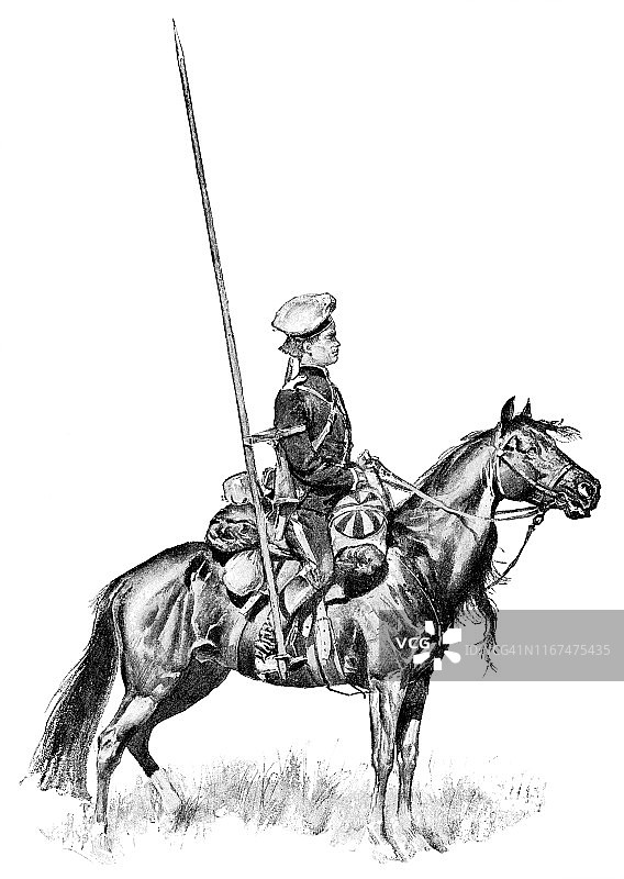 骑马的哥萨克士兵 - 19世纪的俄罗斯帝国图片素材