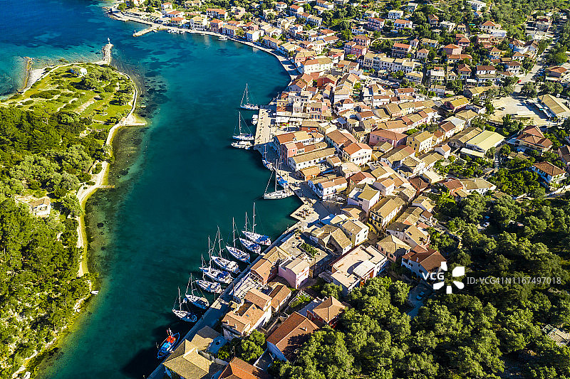 希腊帕克索斯岛首府盖奥斯鸟瞰图片素材
