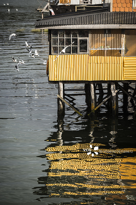 智利奇洛埃岛卡斯特罗的帕拉菲托斯图片素材